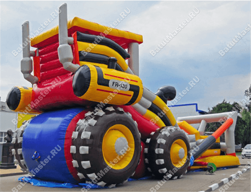 Детский надувной батут-горка "Бульдозер" 15*8*9 м