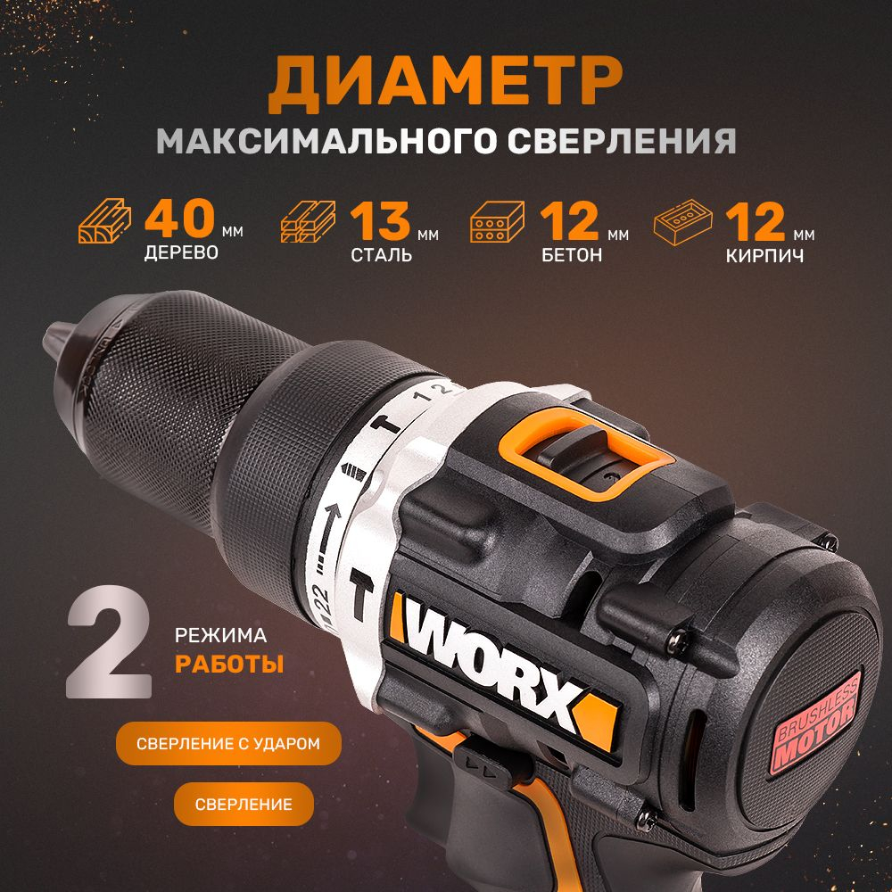 Дрель-шуруповерт ударная аккумуляторная WORX WX352