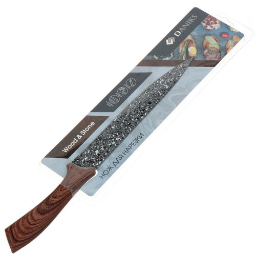 Нож кухонный Daniks, Wood&Stone, универсал, нерж сталь, 20 см, рук пласт, YW-A233-SL