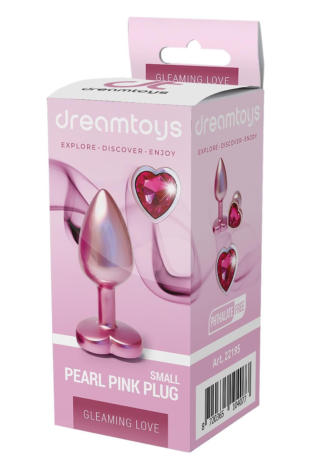 Розовая анальная пробка с кристаллом-сердцем Pearl Pink Plug Small (Цвет: розовый)