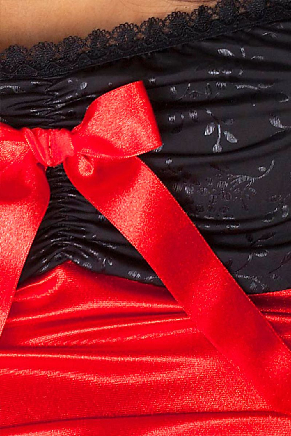 Соблазнительная сорочка с открытой спинкой и сборкой на попке Lena (Размер: L-XL) (Цвет: красный с черным)