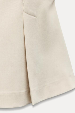 ZARA ТОП С БАСКОЙ И ЗАЩИПАМИ, СВЕТЛО-БЕЖЕВЫЙ