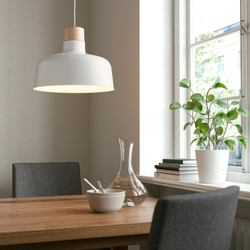 IKEA BUNKEFLO  (ИКЕА БУНКЕФЛО)  -  Подвесной светильник, белый/бирюзовый, 36 см