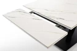 "Юпитер" стол интерьерный раздвижной обеденный из керамики, цвет белый глянцевый