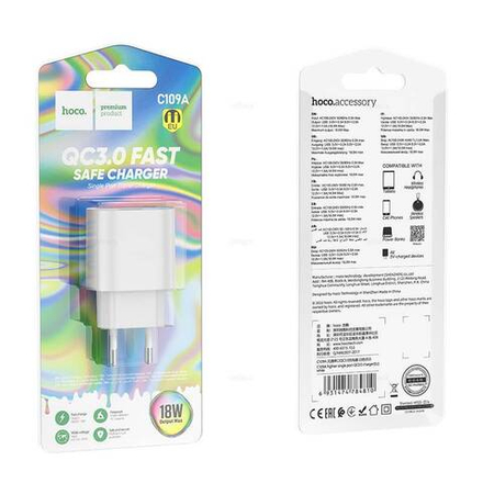 Сетевой адаптер питания HOCO C109A QC3.0 (белый)