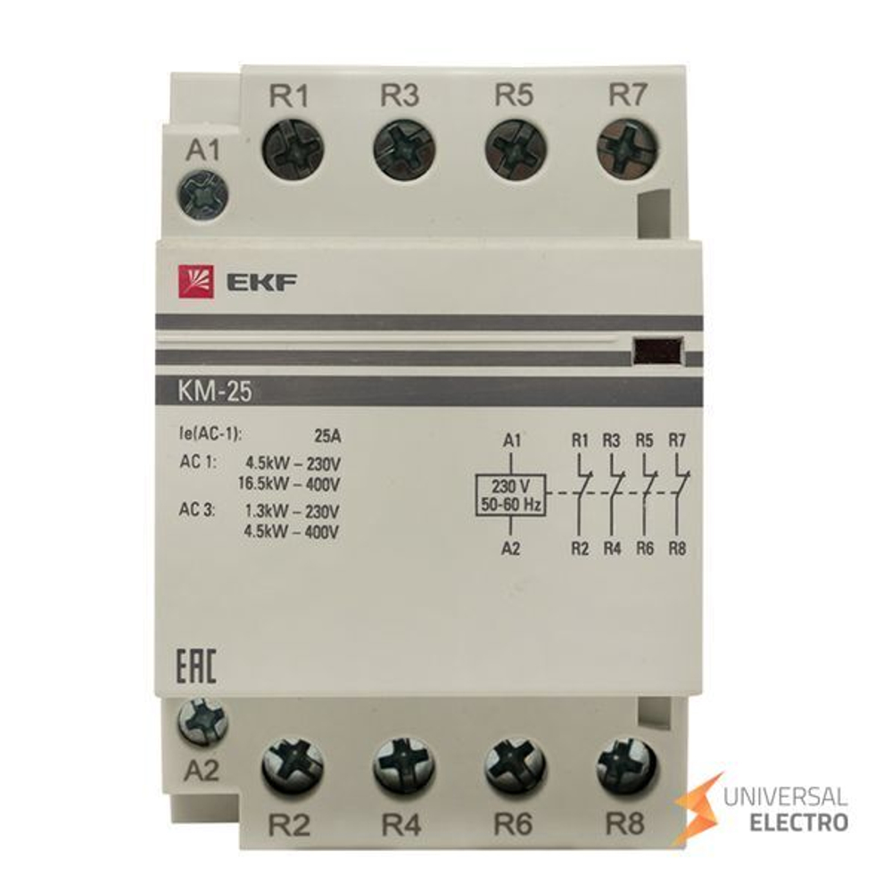 Контактор модульный КМ 25А 4NC (3 мод,) EKF PROxima
