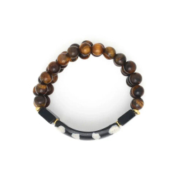 Браслет Nature Bijoux, Zebra, стрейч, с тигровым глазом, перламутром и смолистым песком в смоле, NB2