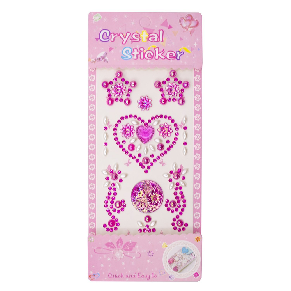 Наклейки-стразы Alingar, акриловые, "Сердечки", сердечки, звездочки, узоры, пакет с европодвесом