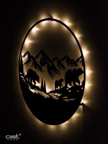 Панно с подсветкой "Медведи в горах"