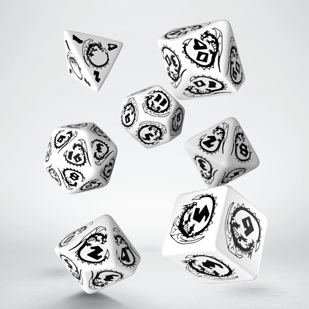 Dragons White & black (Opal) Dice Set (7)