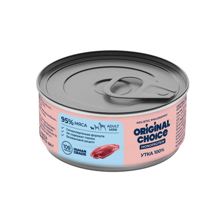 Консервы ORIGINAL CHOICE MONOPROTEIN ADULT MINI для собак мелких пород утка 100 г