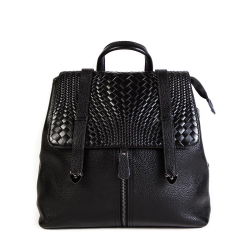Стильный женский повседневный чёрный рюкзак из натуральной кожи Dublecity 9109