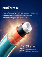 Поливочный шланг GRINDA EXPERT 5 1/2, 15 м, 35 атм, пятислойный, плетёное армирование PROLine