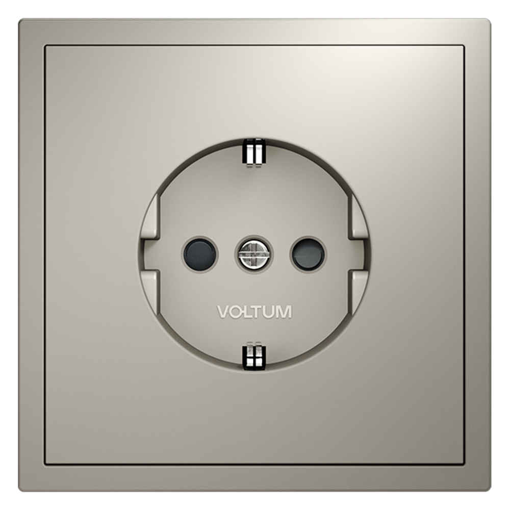 Розетка встраиваемая VOLTUM S70 с заземлением и защитными шторками, 16А, (кашемир)