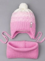 Шапка для девочки осенняя вязаная и снуд
