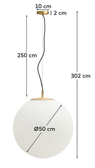 Подвесной светильник Brisia из металла в латунной отделке со стеклянным плафоном Ø50 см