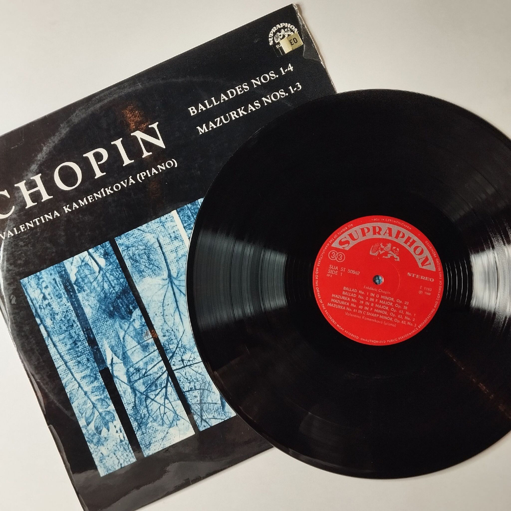 Винтажная виниловая пластинка LP Chopin Шопен, Valentina Kamenikova Валентина Каменикова, Ballades Nos. 1-4, Mazurkas Nos. 1-3 (Чехословакия 1972)