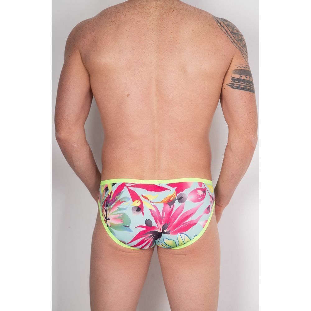 Мужские трусы брифы с разноцветным принтом и желтой окантовкой Cosmos Colors FR40_YPG