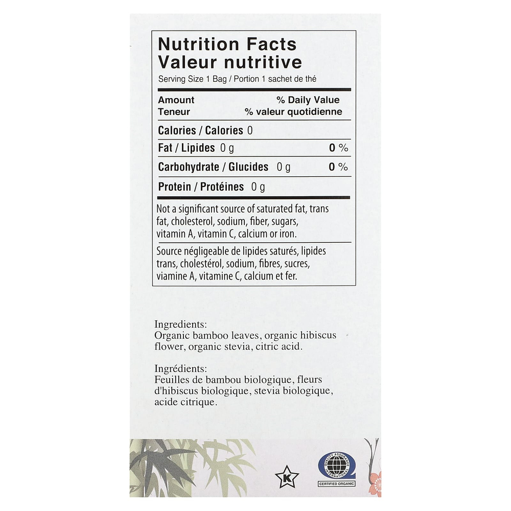 Uncle Lee's Tea, Органический бамбуковый чай, гибискус, без кофеина, 18 чайных пакетиков, 28,8 г (1,02 унции)