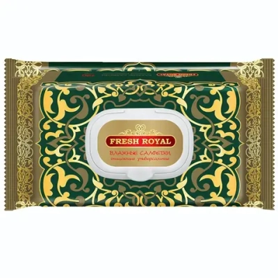 Салфетки влажные FRESH ROYAL очищающие с пластиковым клапаном 120 шт