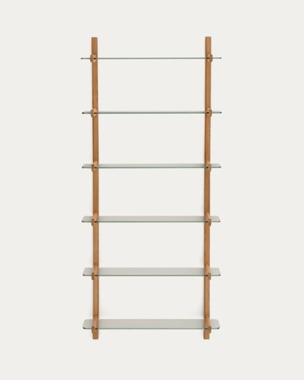 Модульный стеллаж Sitra из массива дуба с 6 стеклянными полками