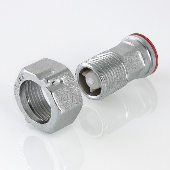 Полусгон с накидной гайкой и обратным клапаном Valtec 1/2" НР латунный никел. VTr.612.N.0004