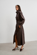Тренч TEONA длинный, шоколадный