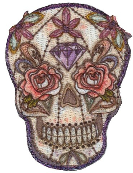 Термоаппликация "Череп винтажный малый", цвет светло-бежевый (10013090/031018/0015376/1_Китай)