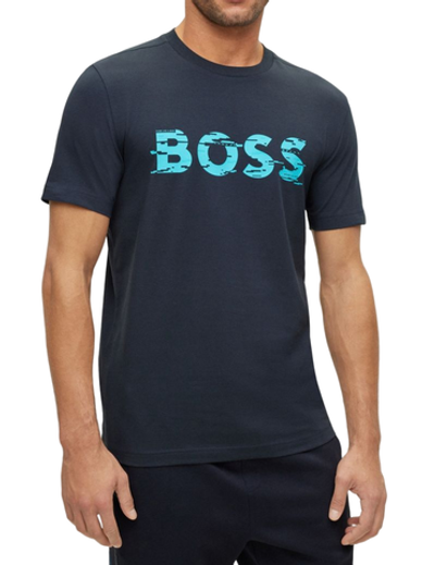Мужская теннисная футболка BOSS x Matteo Berrettini Graphic Logo Print T-Shirt - dark blue