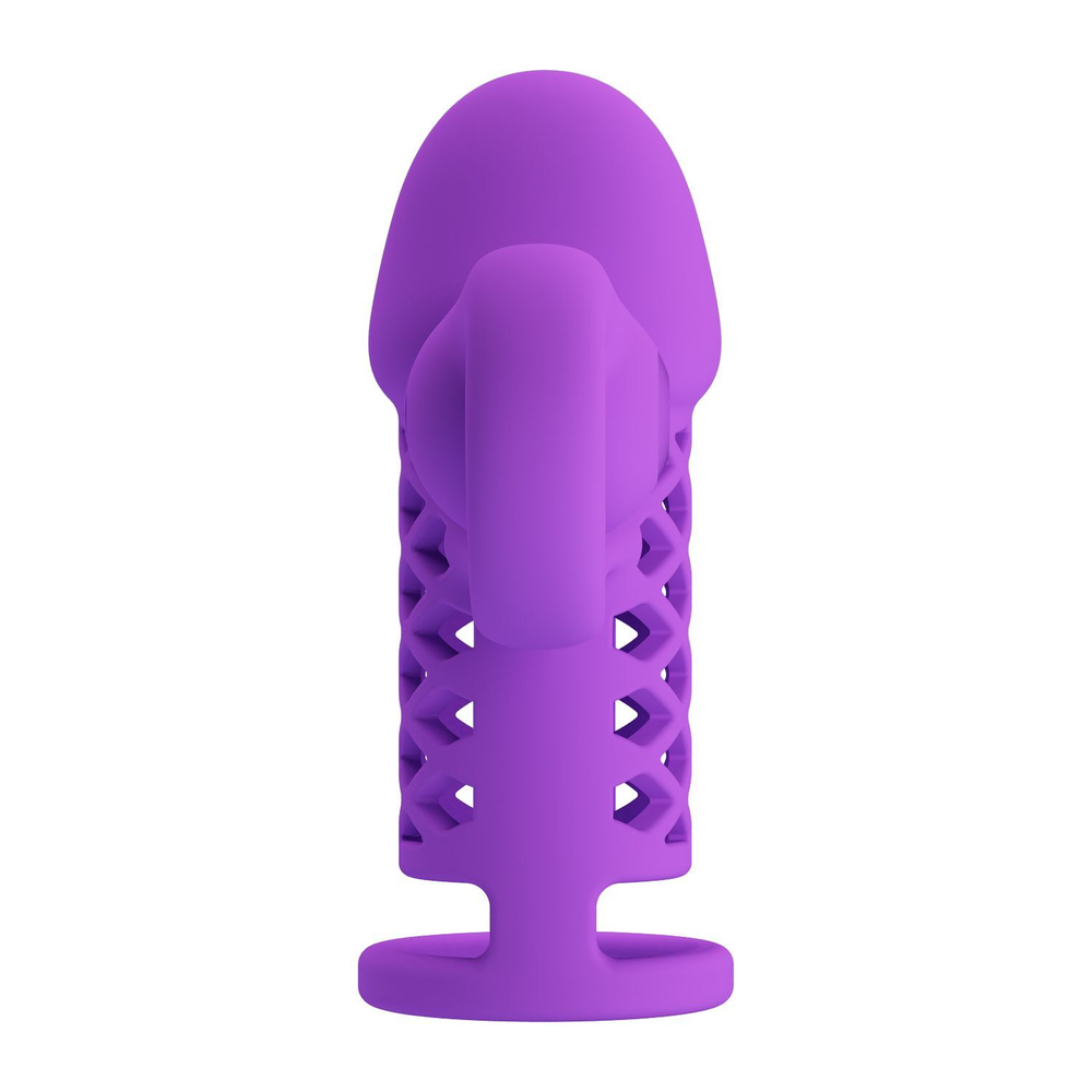 Фиолетовая вибронасадка с клиторальным отростком Harden (Цвет: фиолетовый)