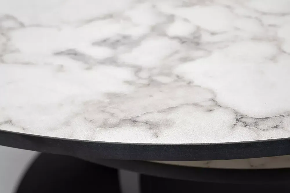 "Олимп" стол журнальный раздвижной из HPL 80-131х131см, Н43,5, цвет столешницы мрамор "Каррара"