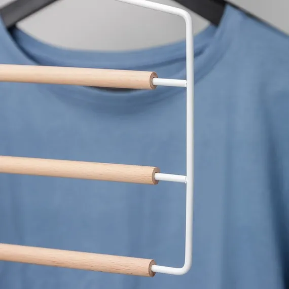 Вешалка для брюк и юбок многоуровневая SAVANNA Wood, 3 перекладины, 37×32×1,1 см, цвет белый