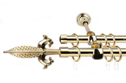 Карниз кованый для штор Женева d16/16 мм двухрядный, цвет золото глянец