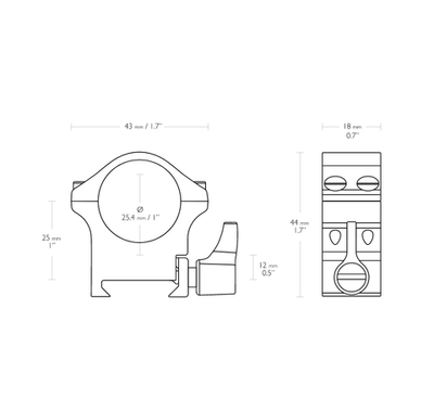 Кольца быстросъемные Hawke стальные на 26мм Weaver средние (23101) винт/рычаг
