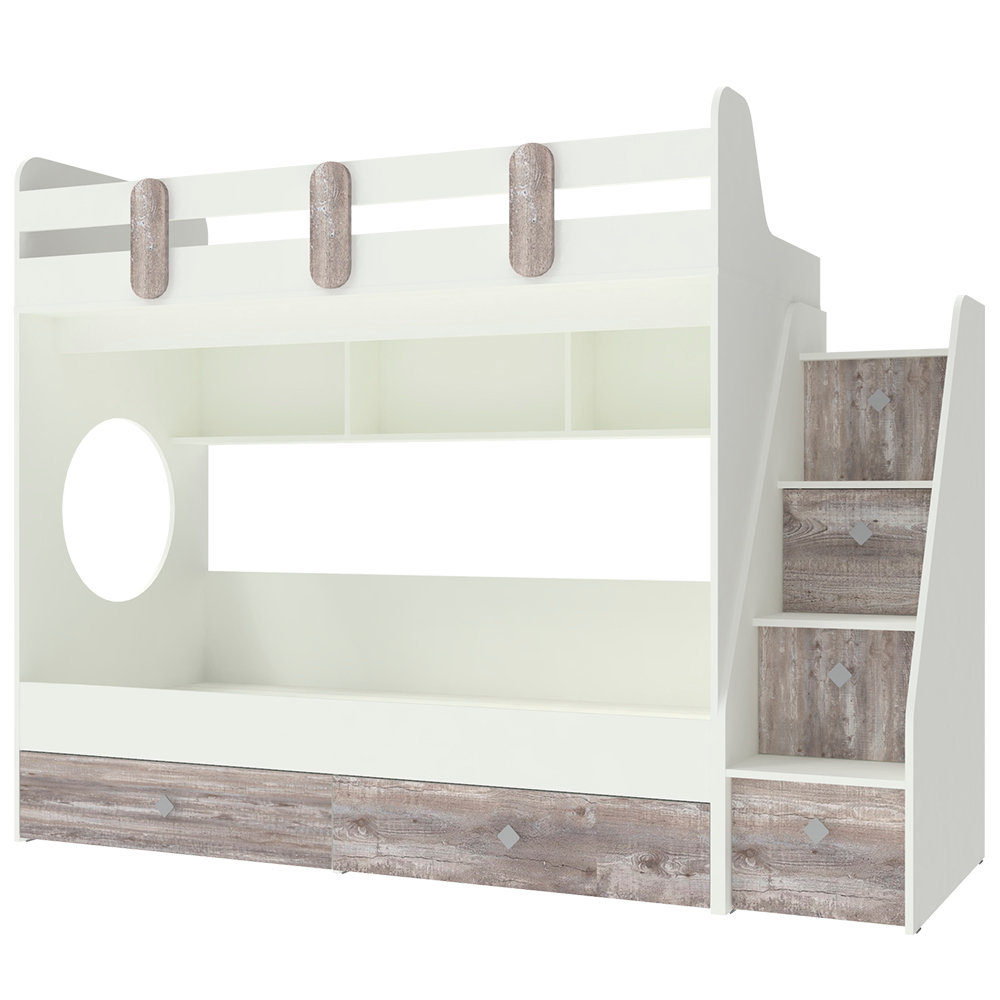 Двухъярусная кровать КарИВи Фортуна-2 Белый  Бетон