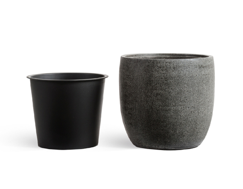 Кашпо TREEZ Effectory Stone Округлый конус Тёмно-серый камень д-30 см, в-30 см 41.3317-01-003-GR-30