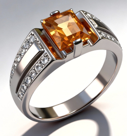 Ювелирное кольцо из серебра 925 пробы,вставка цитрин.фианиты.Размер 20.5