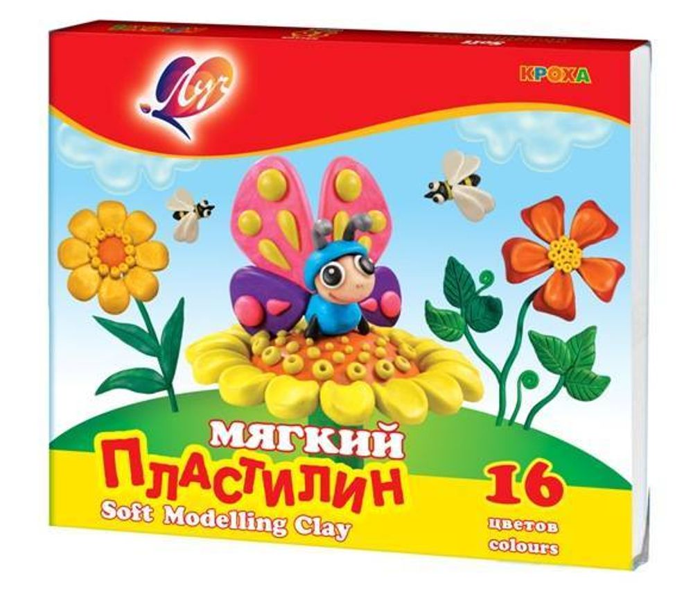 Пластилин ЛУЧ КРОХА 16 цв. 320 г со стеком