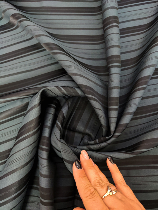 Тафта жаккард полоска, черный/серый FC#54