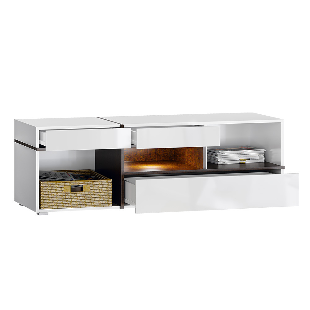 Тумба ТВ Мадера, Белый глянец холодный