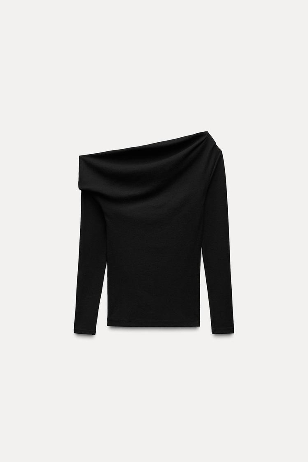 ZARA ТОП АСИММЕТРИЧНОГО КРОЯ ИЗ МЯГКОГО ИНТЕРЛОКА, ЧЕРНЫЙ