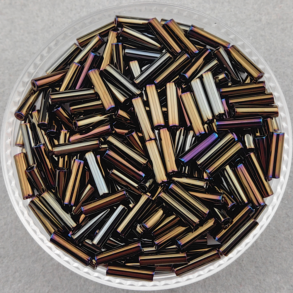 Стеклярус Miyuki Bugle, цвет #0458 (коричневый ирис, металлизированный)