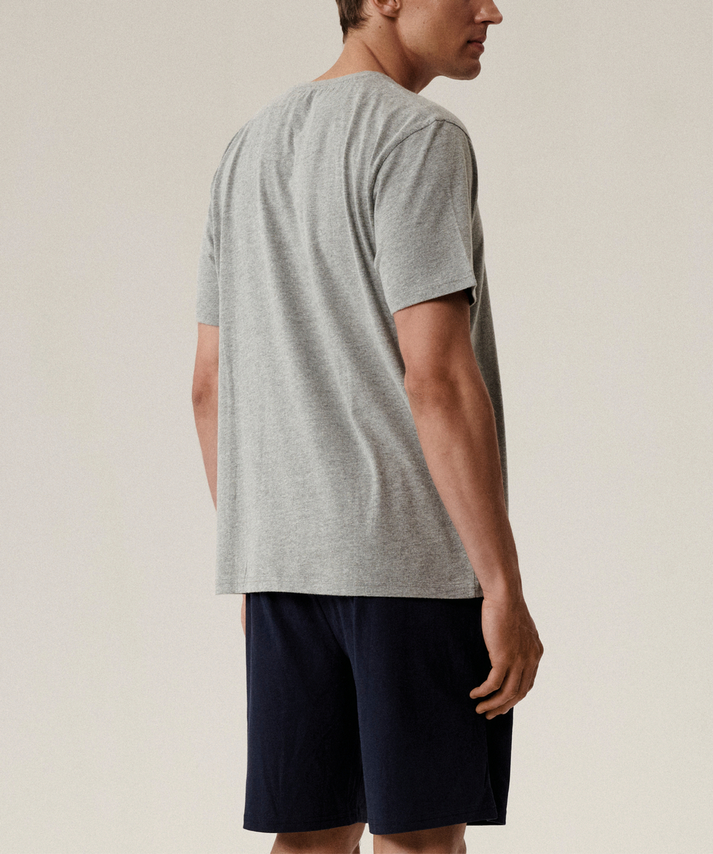 Мужская пижама Atlantic, 1 шт. в уп., хлопок, серый меланж + тёмно-синяя, NMP-396