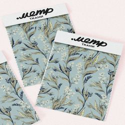 Ткань флис золотистые листья с цветами