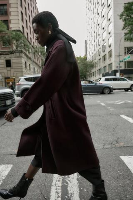 ZARA МЯГКОЕ ПАЛЬТО, БУРГУНДИ