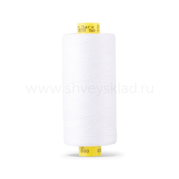 Нитка Gutermann Mara 30 (300 метров), 1 кат., для отстрочки | _800 белый (Arta 001)
