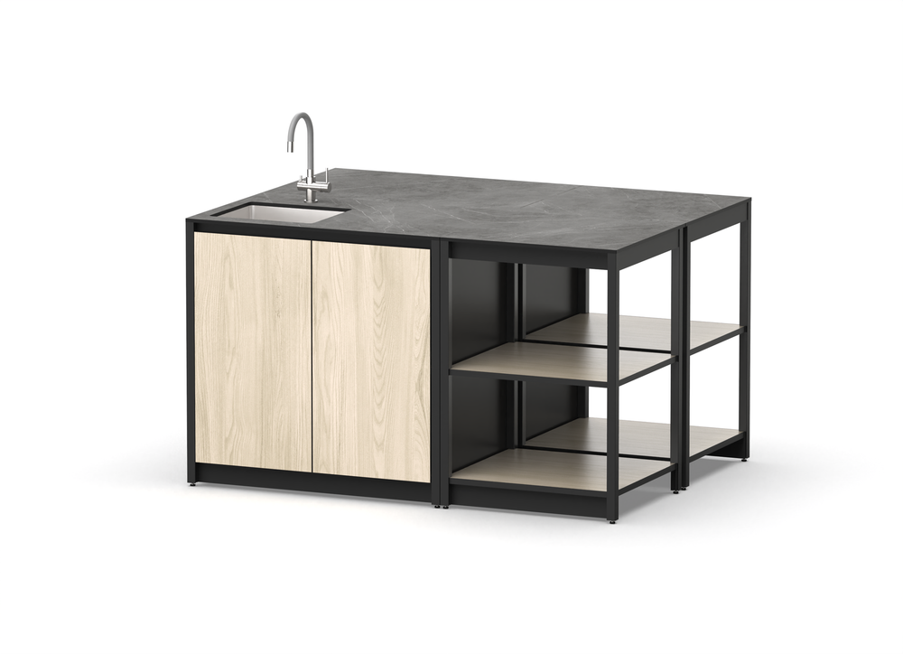 Остров кухонный уличный R-401S, 1.5 м, дуб сонома/черный мрамор