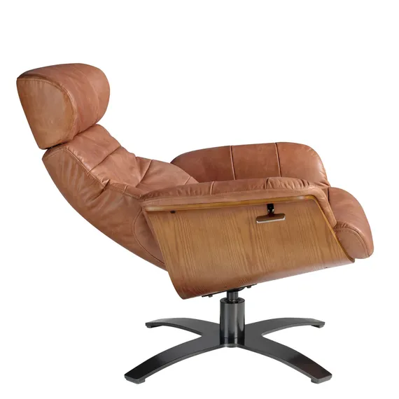 Кресло-реклайнер Angel Cerda A928 коричневая кожа и шпон ореха