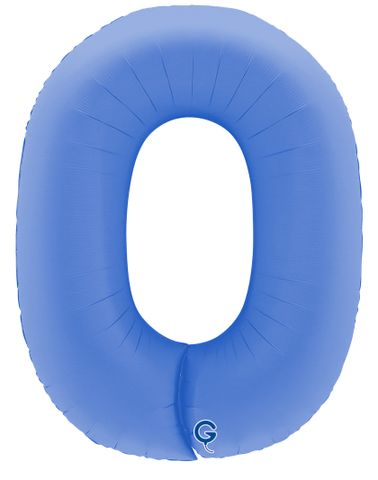 Шар (40''/102 см) Цифра, 0, Голубой Лотос, Матовый, 1 шт.