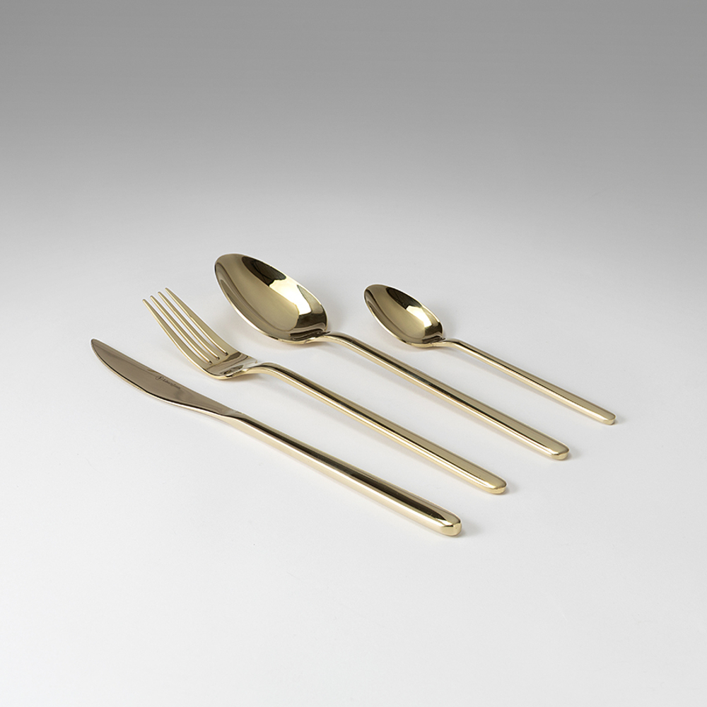 Набор столовых приборов Pure, золотистые глянцевые, 24 пред.